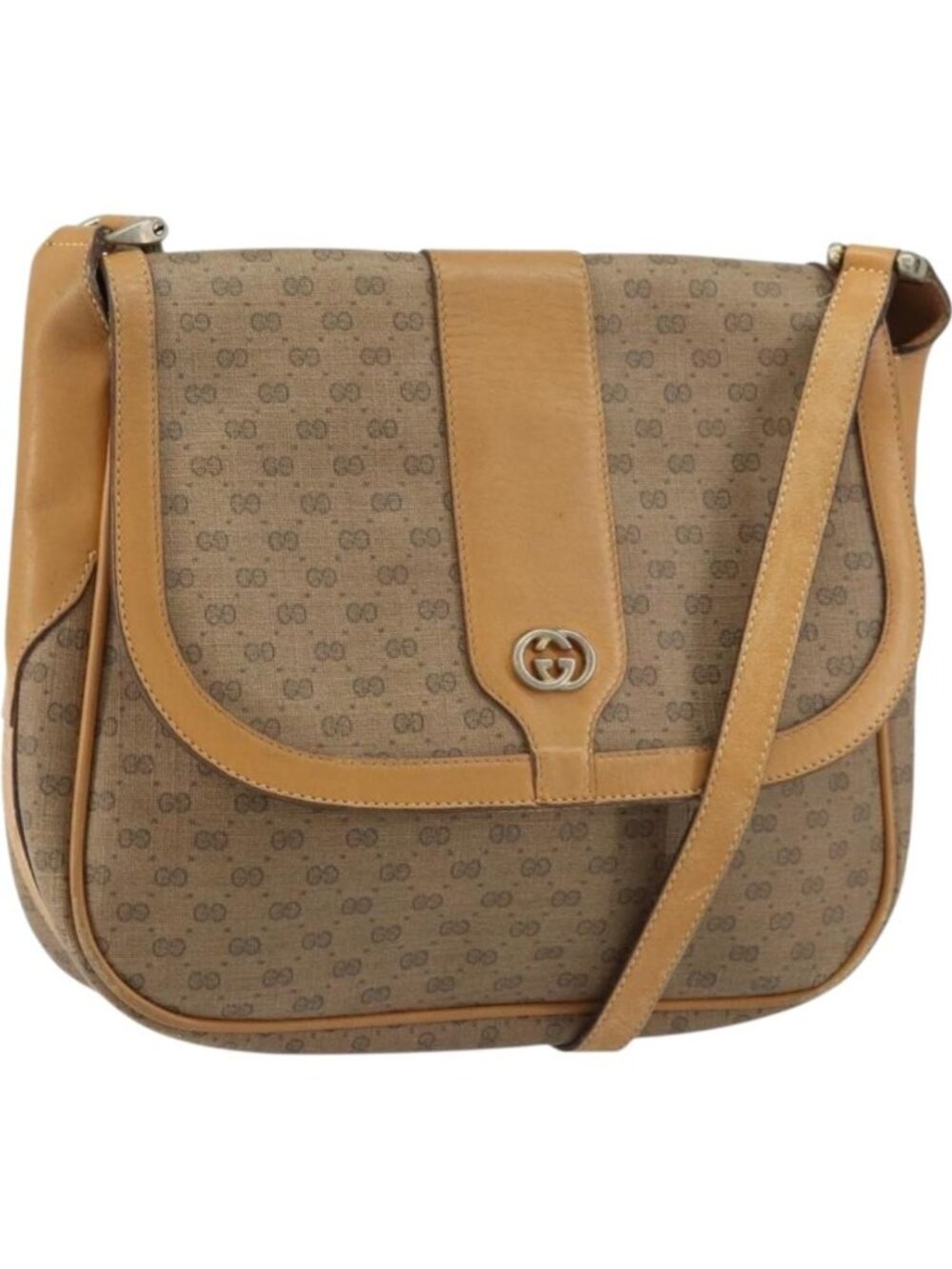 GUCCI Micro GG Supreme Shoulder Bag PVC Beige Gold 001 116 4425
